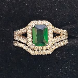 Charmed Aroma 925 Silver Emerald CZ Stacking Rings Sz 5